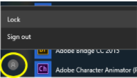 start menu, profile, lock 